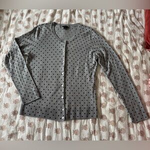 Talbots Gray Wool Sweater with Black Dots